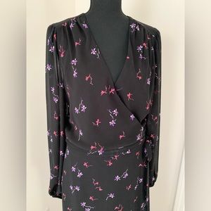 Elegant Black Floral Wrap Dress